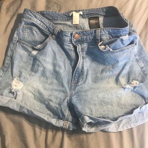 H&M deconstructed denim shorts
